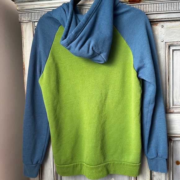 Aviator Nation 2 Tone 5  Stripe Zip Up Hoodie in Green and Blue Size M - Picture 6 of 6